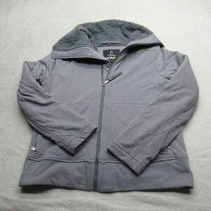 Prana Jacket Womens Medium Gray‎ Xina L21 Pockets Sherpa Fleece Lined Full Zip